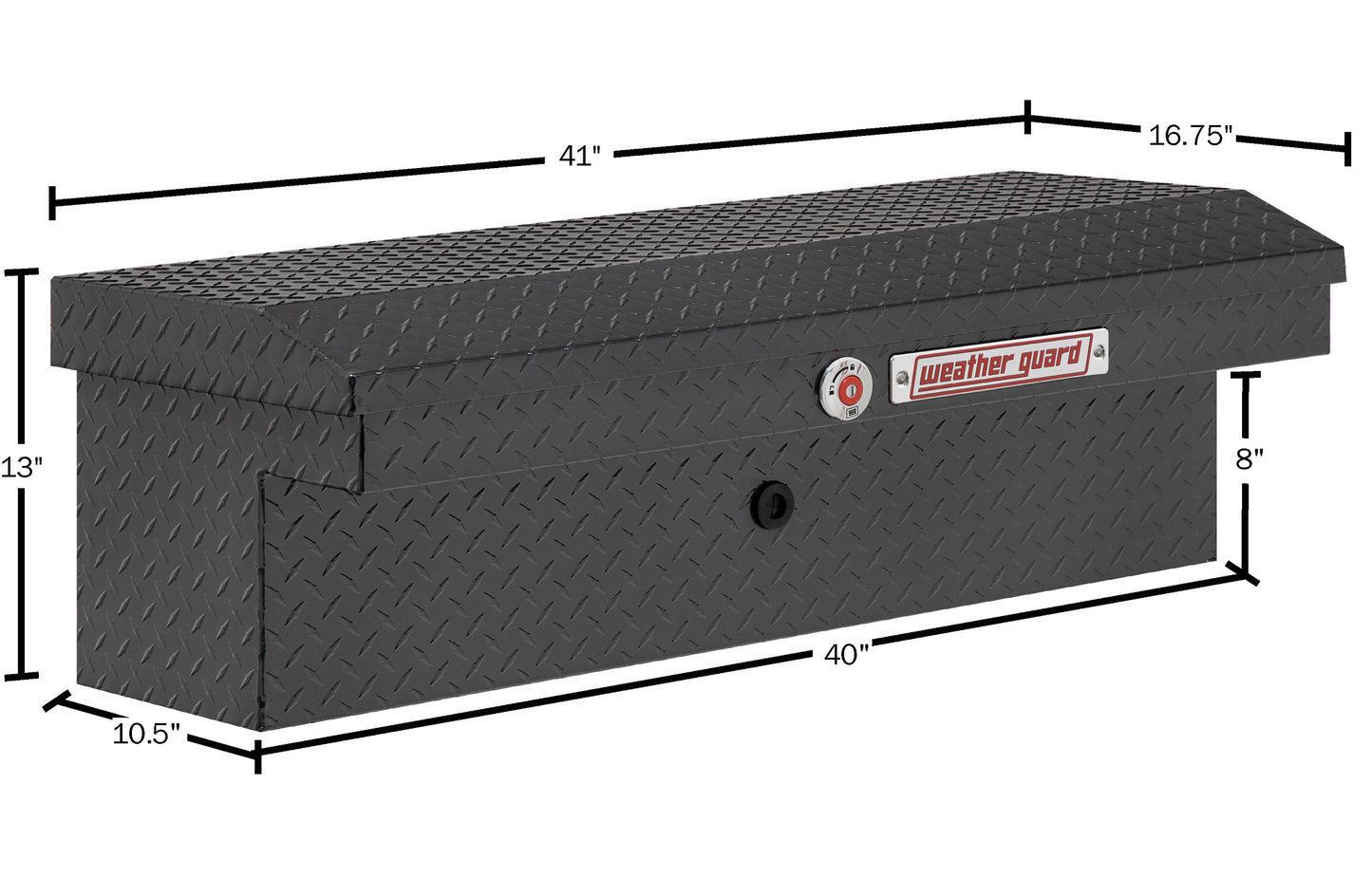 Weather Guard Side Mount Tool Box 41x17x13 Gun Metal Gray Aluminum Low Profile Model 180-6-04