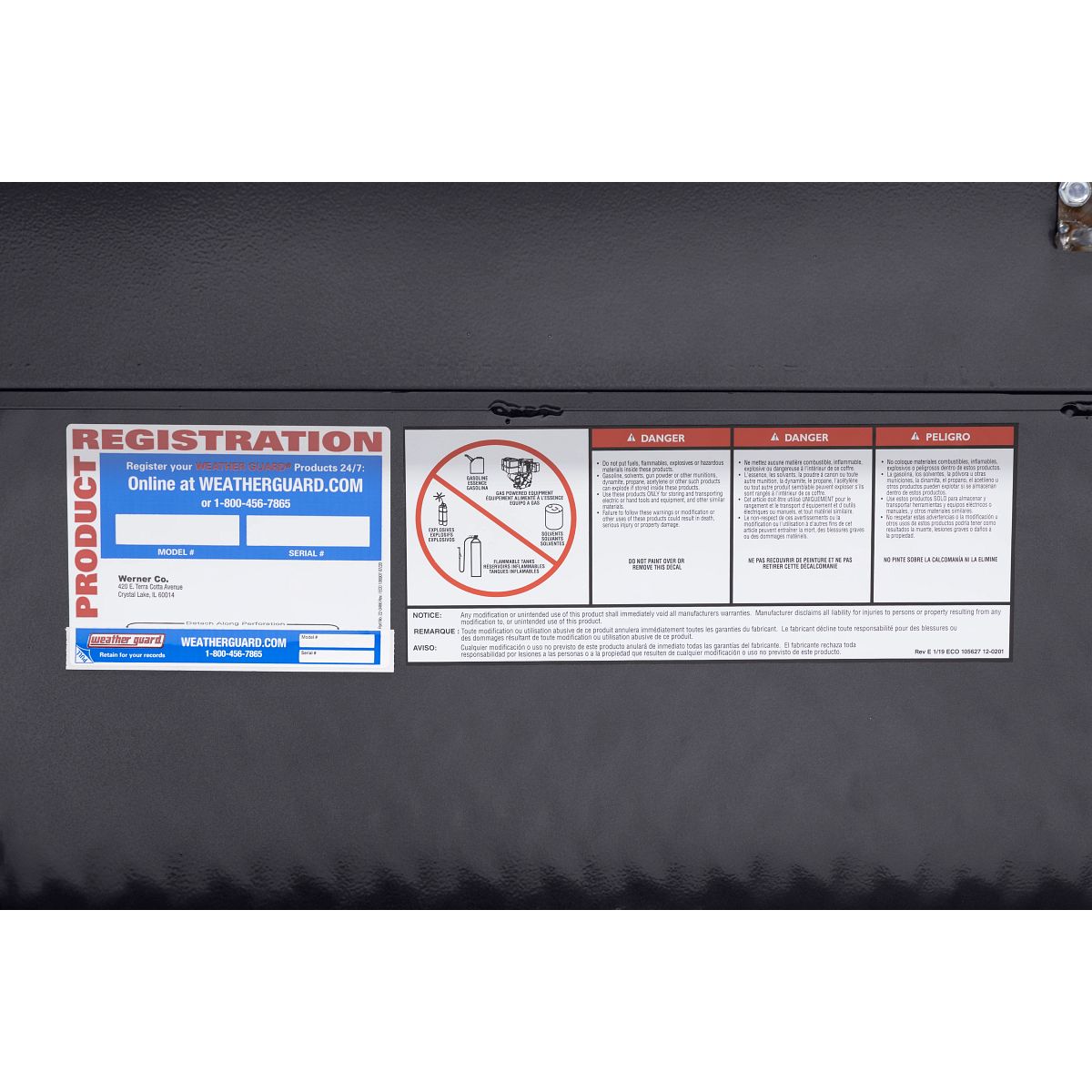 Weather Guard Side Mount Tool Box 41x17x13 Gun Metal Gray Aluminum Low Profile Model 180-6-04