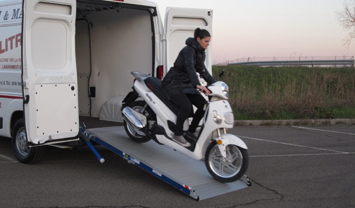 Aluminum Loading Ramp for Mercedes Sprinter Cargo Vans - Ramp Width: 47-in | Ramp Length: 126-in | Ramp Swivel: Left-hand (outward) | Ramp Platform: Solid