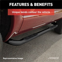 ARIES 3-in Round Black Steel Nerf Bars for Toyota Tundra Access Cab (2007-2021) - 202012