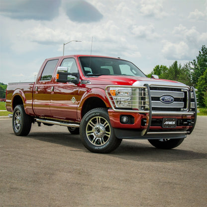 ARIES 3-in Round Polished Stainless Steel Nerf Bars for Ford F-250/F-350/F-450 Super Duty SuperCrew (1999-2016) - 203006-2
