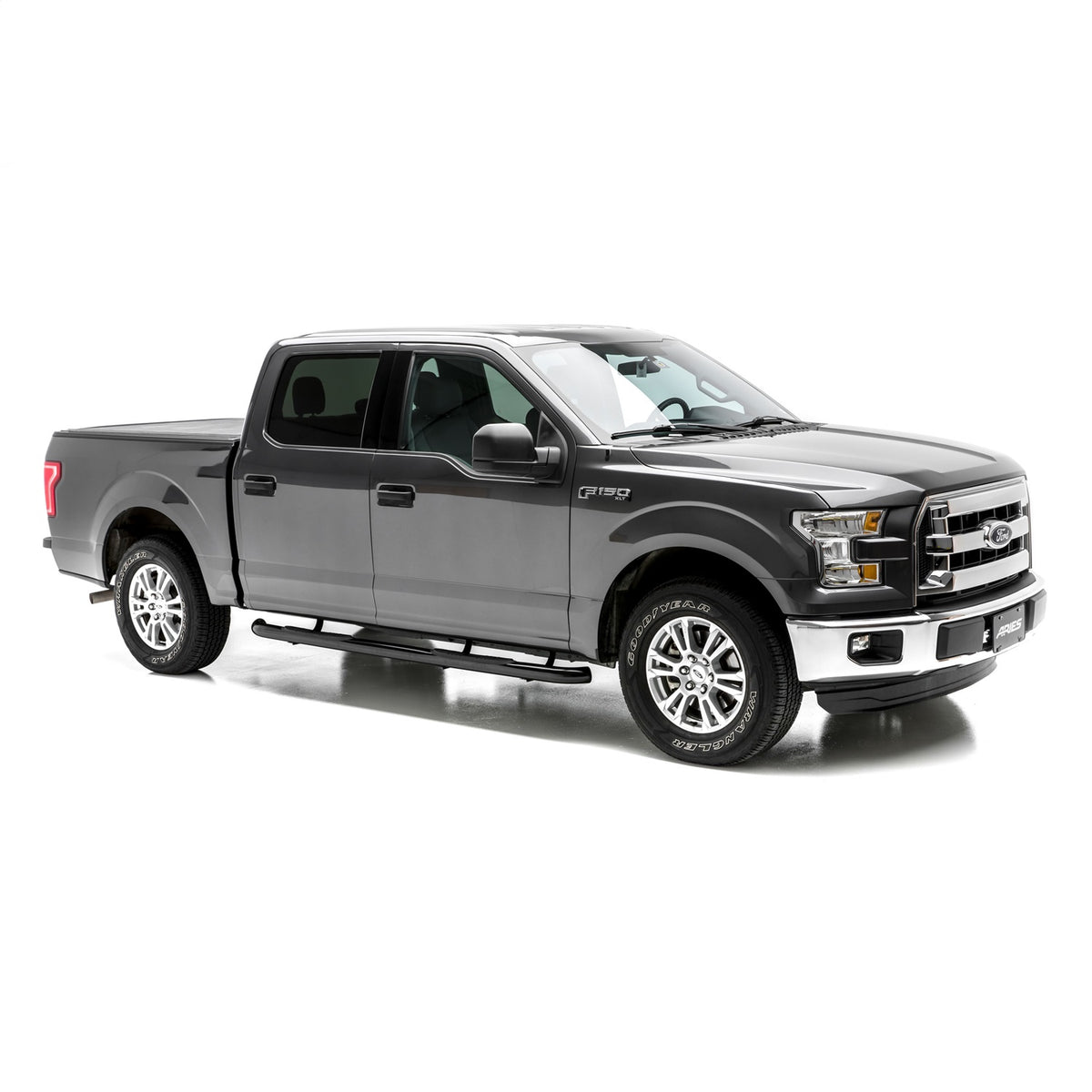 ARIES 3-in Round Black Steel Nerf Bars for Ford F-150, F-150 Lightning, F-250/F-350/F-450/F-550 Super Duty Cab & Chassis/SuperCrew (2015-2026) - 203043
