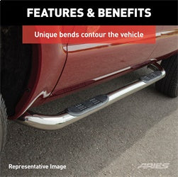 ARIES 3-in Round Polished Stainless Steel Nerf Bars for Chevrolet/GMC Canyon/Colorado Extended Cab (2015-2022) - 204052-2