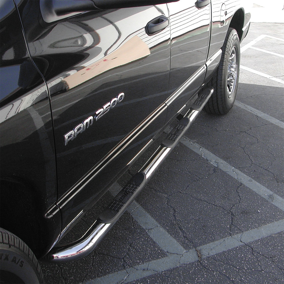 ARIES 3-in Round Polished Stainless Steel Nerf Bars for Dodge/RAM 1500/2500/3500 Crew Cab (2006-2009) - 205008-2