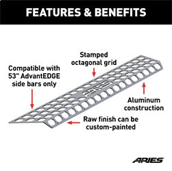 ARIES Paintable 53-in Raw Aluminum AdvantEDGE Running Board Step Pad - 2055153