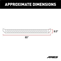 ARIES RidgeStep Black Steel 6.5 x 85-in Truck Running Boards for Dodge/RAM 1500 Classic, 1500/2500/3500/4500 Cab & Chassis/Crew Cab (2009-2026) - 2055515