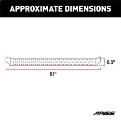 ARIES RidgeStep Black Steel 6.5 x 91-in Truck Running Boards for Ford F-150, F-150 Lightning, F-250/F-350/F-450/F-550 Super Duty (2015-2026) - 2055519