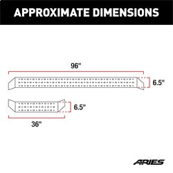 ARIES RidgeStep Black Steel 36-in / 96-in Cargo Van Running Boards for Ford E-Transit/Transit-150/Transit-250/Transit-350 (2015-2026) - 2055545