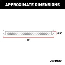 ARIES RidgeStep Black Steel 6.5 x 85-in Truck Running Boards for Toyota Tacoma Double Cab (2005-2023) - 20555563