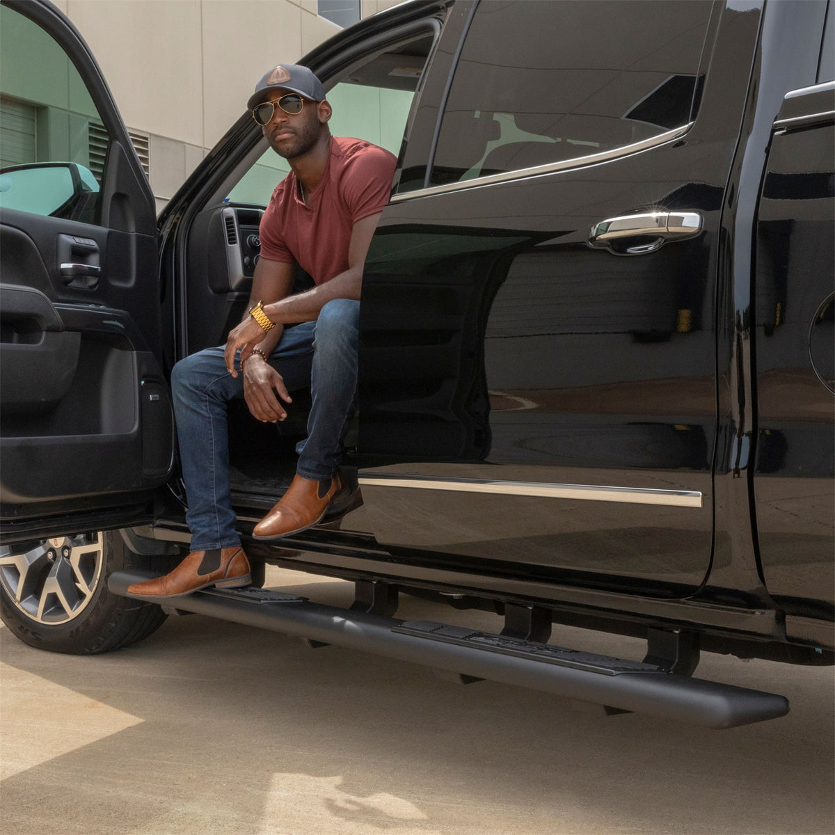 ARIES AscentStep 5-1/2-in x 85-in Black Steel Running Boards (No Brackets) for Chevrolet/GMC/Dodge/RAM/Ford/Nissan/Toyota (2005-2026) - 2057985