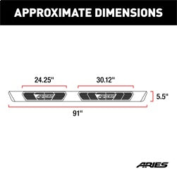ARIES AscentStep 5-1/2-in x 91-in Black Steel Running Boards (No Brackets) for Chevrolet/GMC/Ford/RAM Cab & Chassis/Crew Cab/SuperCrew (1999-2026) - 2057991