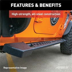 ARIES Black Steel Rocker Step Guard Running Boards for Toyota Tundra CrewMax Cab (2007-2016) - 2074153