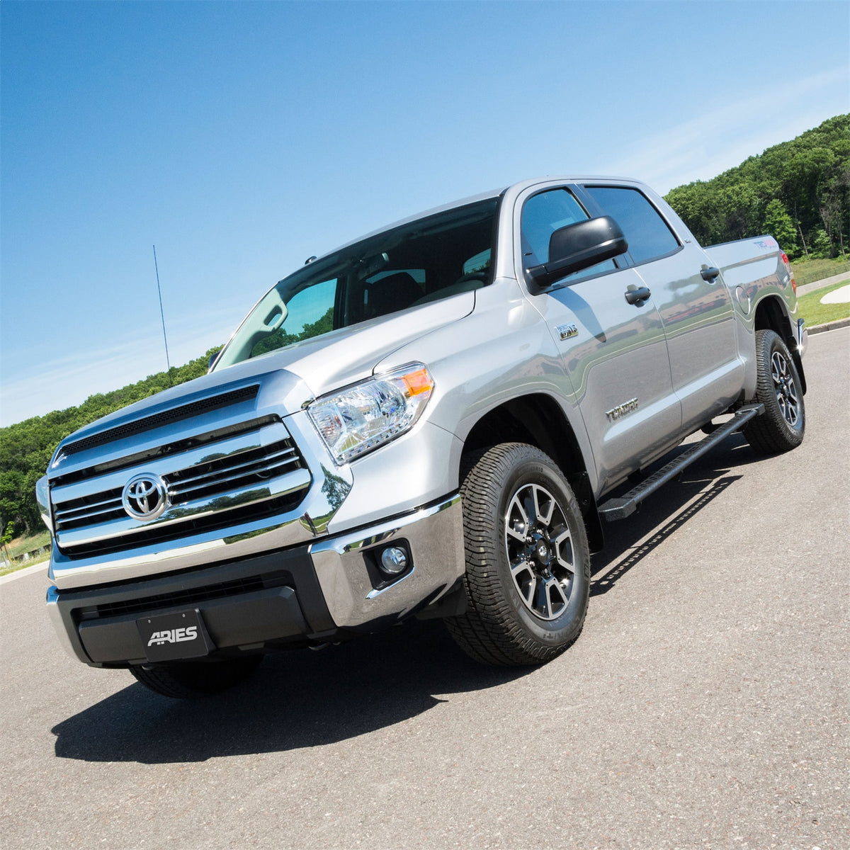 ARIES Black Steel Rocker Step Guard Running Boards for Toyota Tundra CrewMax Cab (2007-2016) - 2074153