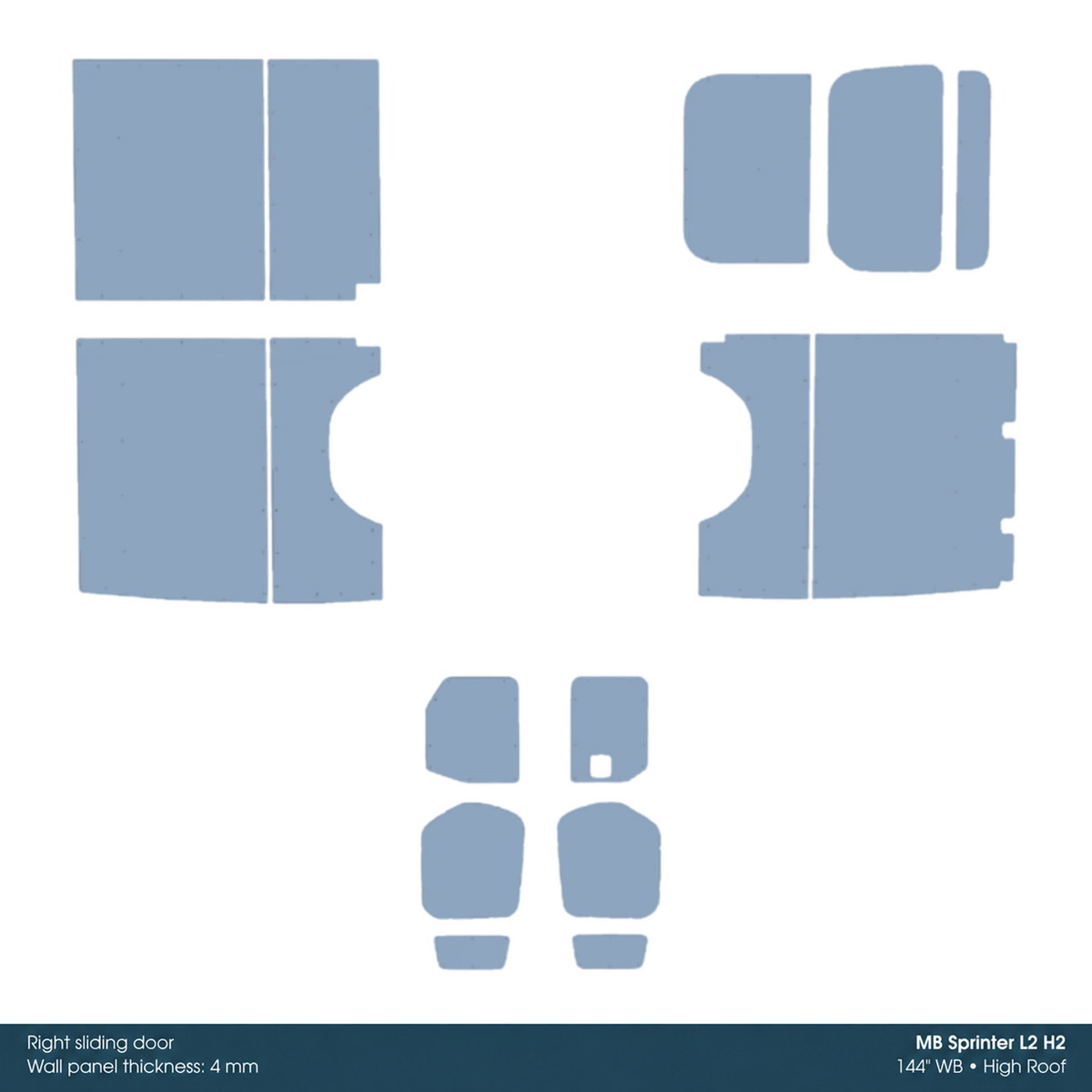 Kore Wall Liner Kit for Mercedes Sprinter 144-in WB High Roof - 2121218220712