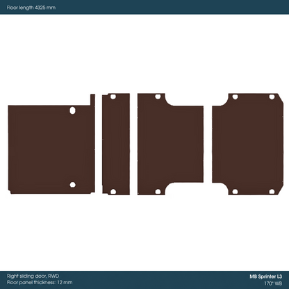 Kore KoskiCrown Phenolic Birch Van Floor Kit for Mercedes Sprinter 170-in WB - 2121318100410