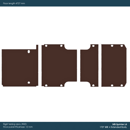 Kore KoskiCrown Phenolic Birch Van Floor Kit for Mercedes Sprinter 170-in WB EXT - 2121418100410