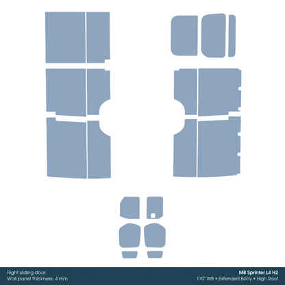 Kore Wall Liner Kit for Mercedes Sprinter 170-in WB EXT High Roof - 2121418220712