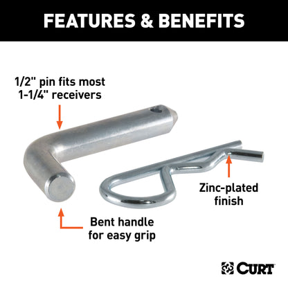 CURT 1/2" Hitch Pin (1-1/4" Receiver, Zinc) - 21400