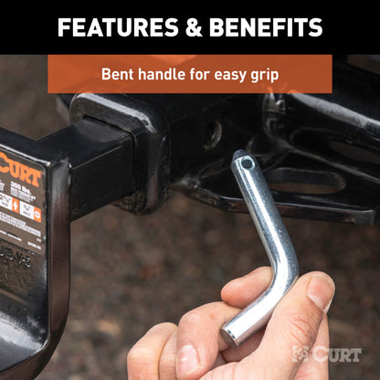 CURT 1/2" Hitch Pin (1-1/4" Receiver, Zinc) - 21400