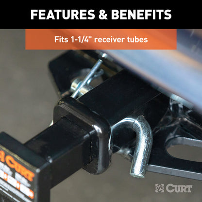 CURT 1/2" Hitch Pin with Groove (1-1/4" Receiver, Zinc) - 21403