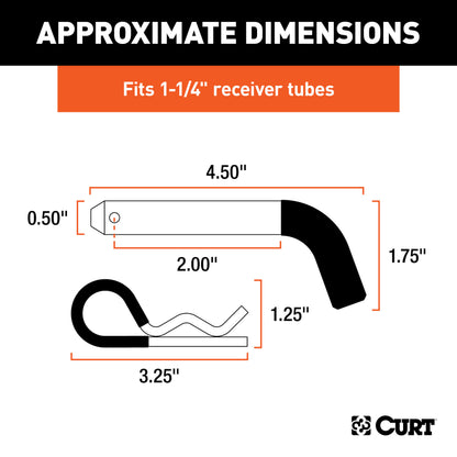 CURT 1/2" Hitch Pin (1-1/4" Receiver, Zinc with Rubber Grip) - 21410