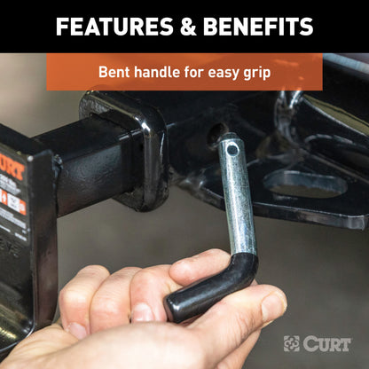 CURT 1/2" Hitch Pin (1-1/4" Receiver, Zinc with Rubber Grip) - 21410