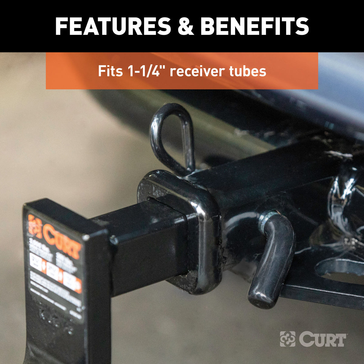 CURT 1/2" Hitch Pin (1-1/4" Receiver, Zinc with Rubber Grip) - 21410