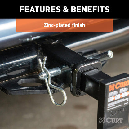 CURT 1/2" Hitch Pin with 5/8" Adapter (1-1/4" or 2" Receiver, Zinc, Packaged) - 21502