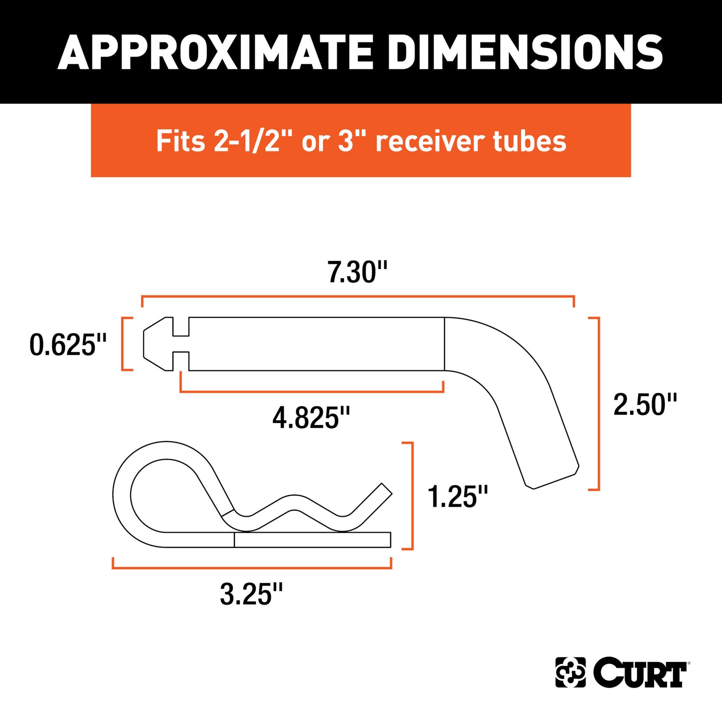 CURT Heavy-Duty 5/8" Hitch Pin with Groove (2-1/2" or 3" Receiver, Zinc) - 21507