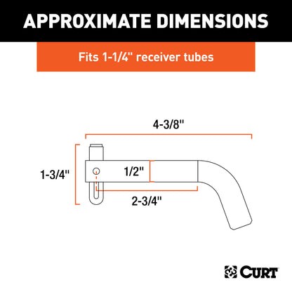 CURT 1/2" Swivel Hitch Pin (1-1/4" Receiver, Chrome, Packaged) - 21541