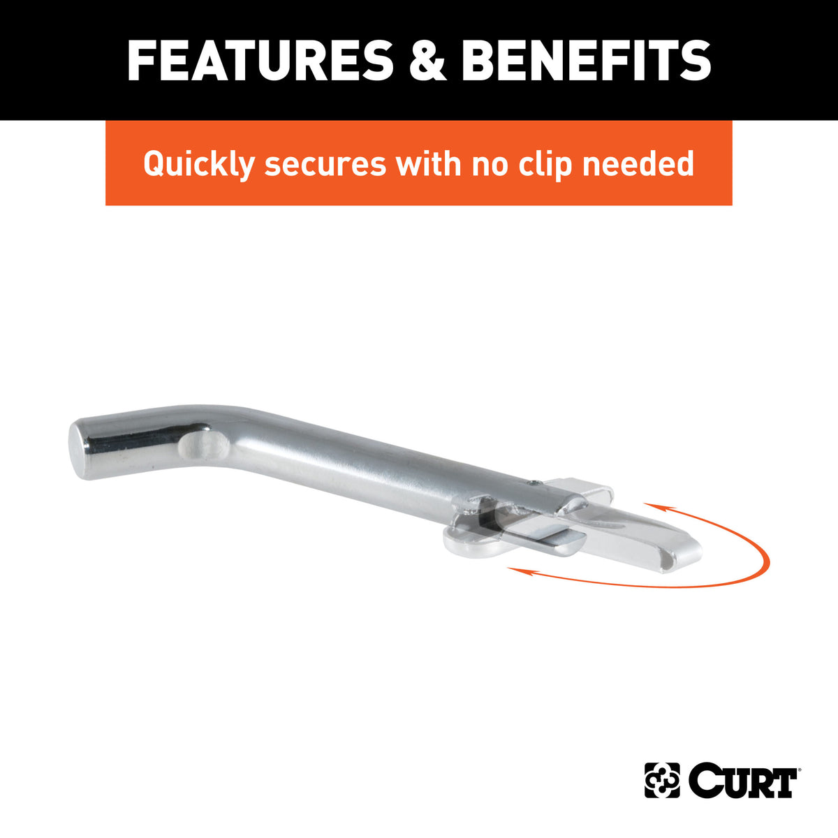 CURT 1/2" Swivel Hitch Pin (1-1/4" Receiver, Chrome, Packaged) - 21541