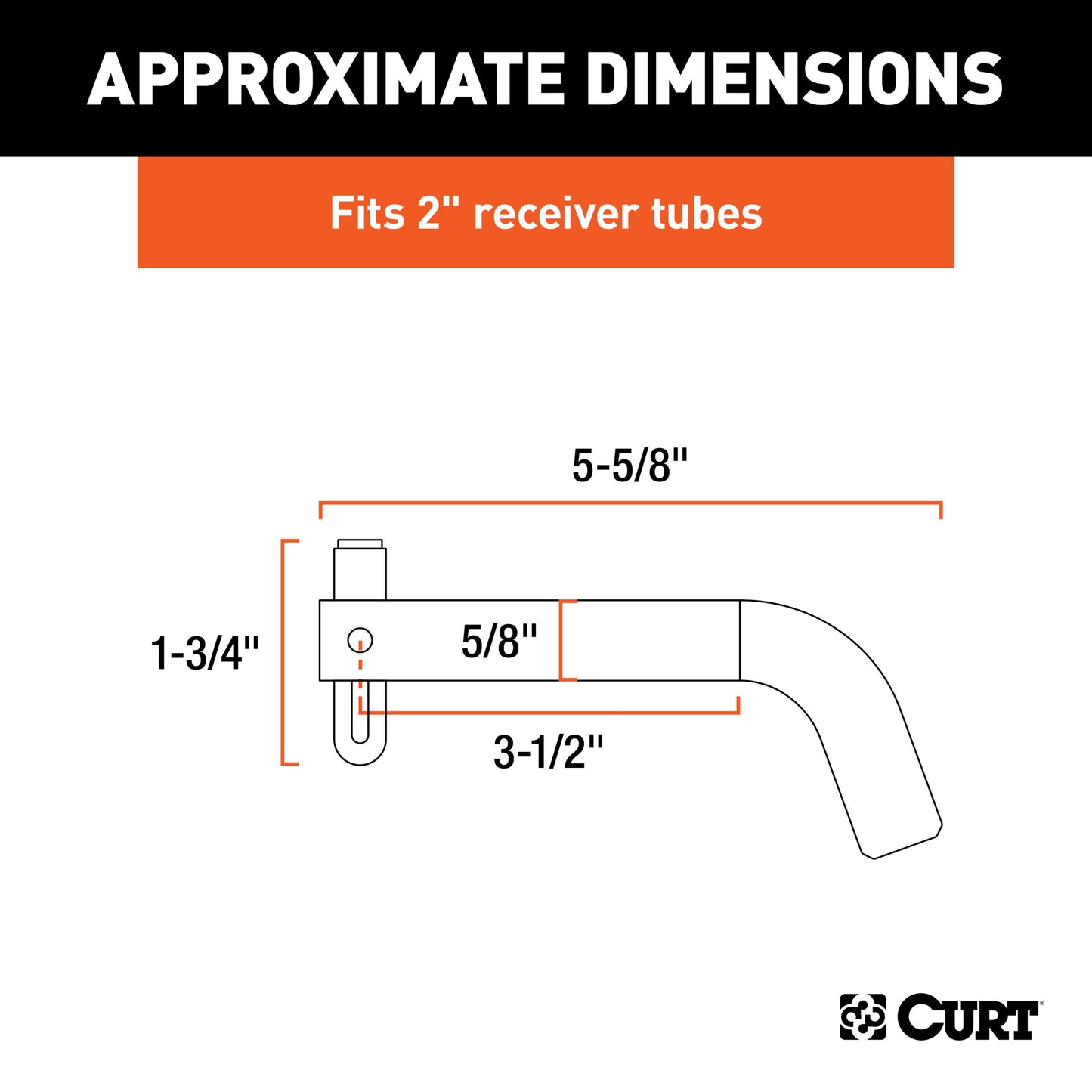 CURT 5/8" Swivel Hitch Pin (2" Receiver, Chrome, Packaged) - 21551