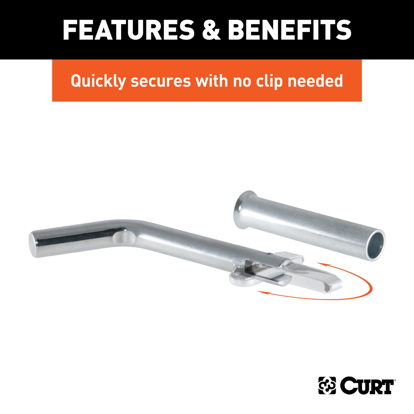 CURT 1/2" Swivel Hitch Pin with 5/8" Adapter (1-1/4" or 2" Receiver, Zinc, Packaged) - 21561