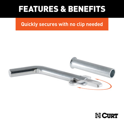 CURT 1/2" Swivel Hitch Pin with 5/8" Adapter (1-1/4" or 2" Receiver, Zinc, Packaged) - 21561