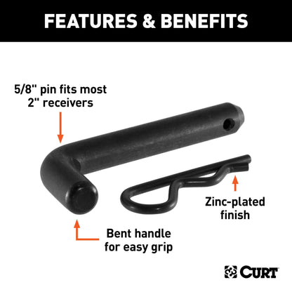 CURT 5/8" Hitch Pin (2" Receiver, Black, Packaged) - 21579
