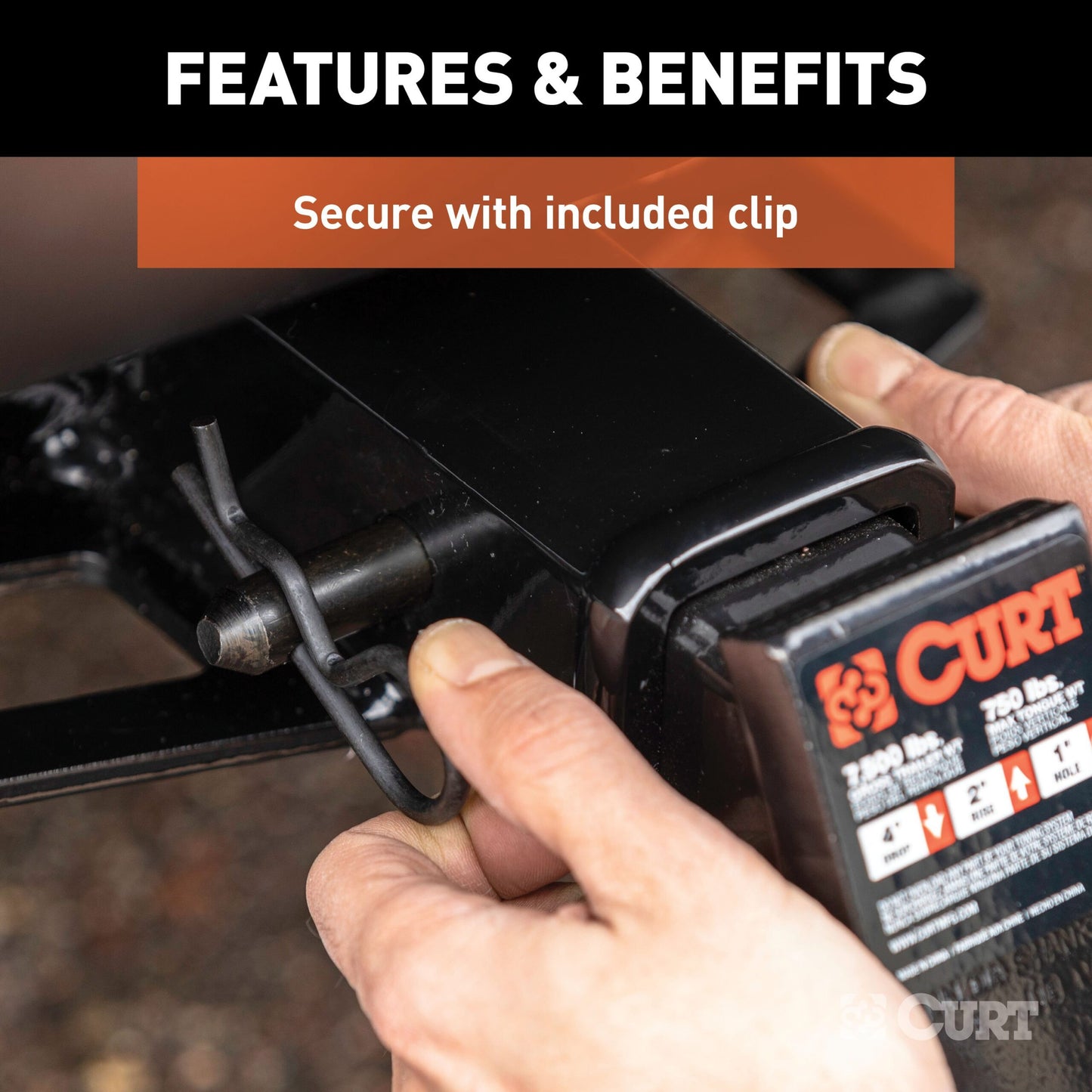 CURT 5/8" Hitch Pin (2" Receiver, Black, Packaged) - 21579