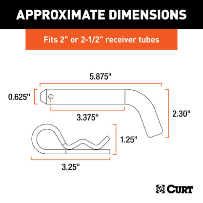 CURT 5/8" Hitch Pin (2" or 2-1/2" Receiver, Zinc) - 21580