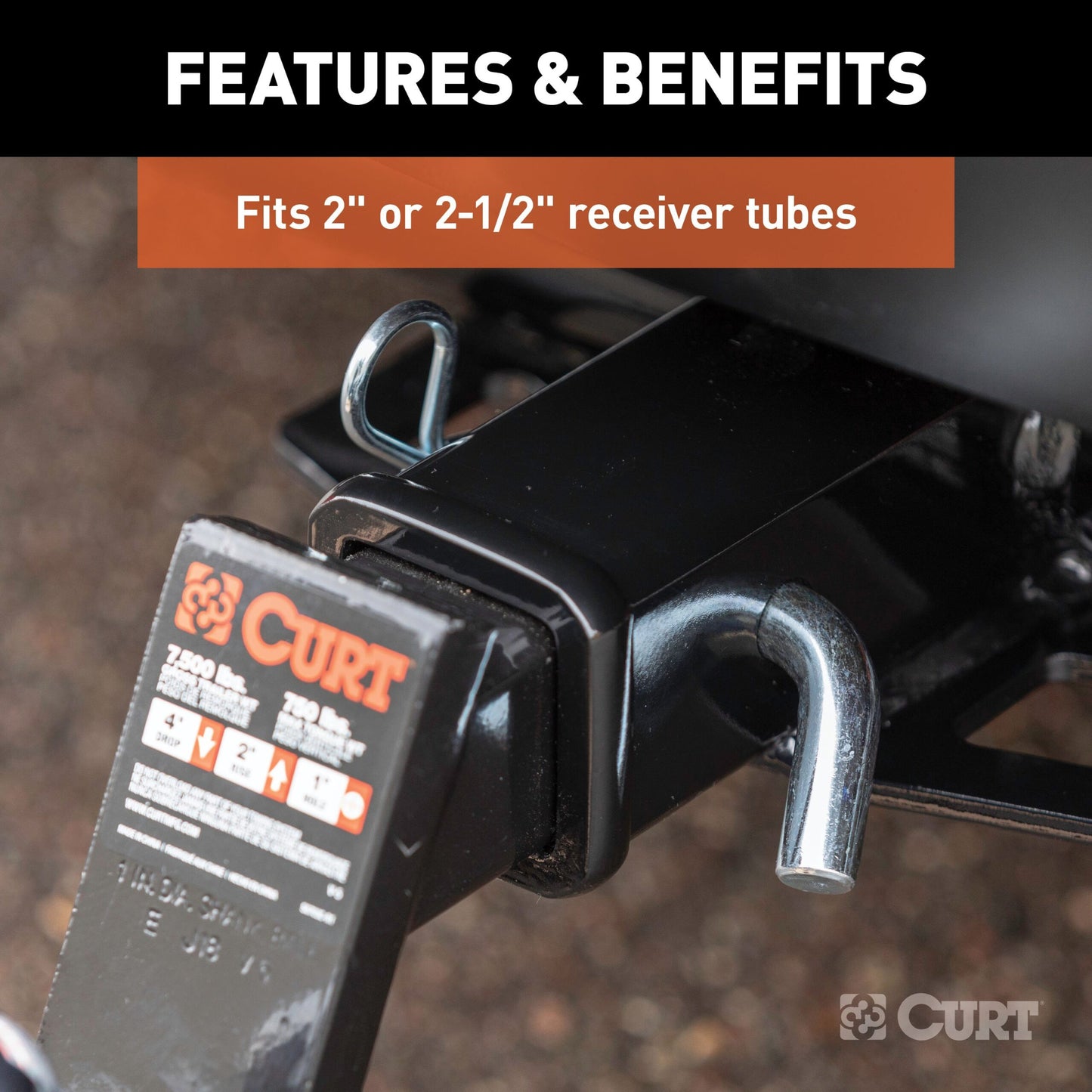 CURT 5/8" Hitch Pin (2" or 2-1/2" Receiver, Zinc) - 21580