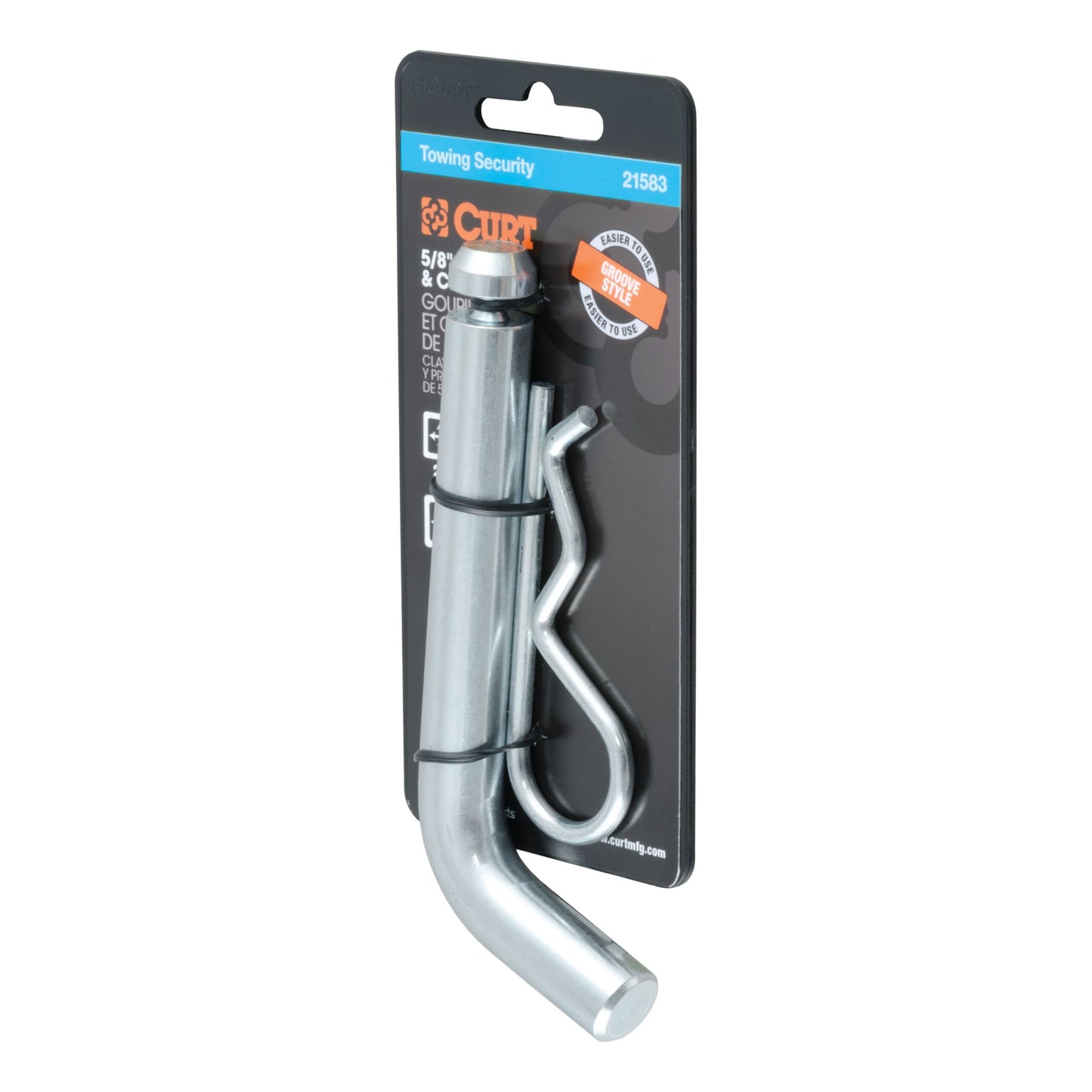 CURT 5/8" Hitch Pin with Groove (2" or 2-1/2" Receiver, Zinc, Packaged) - 21583