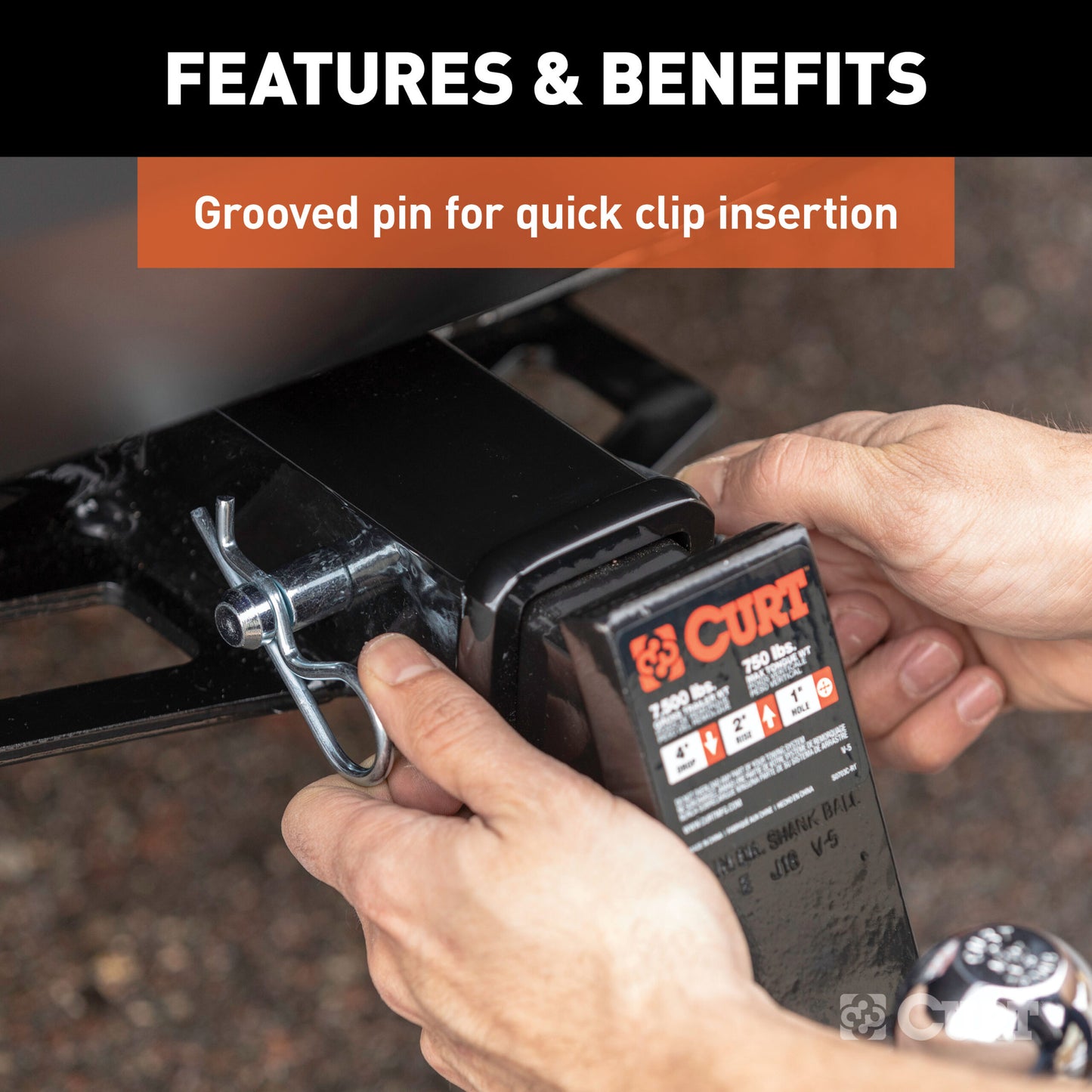 CURT 5/8" Hitch Pin with Groove (2" or 2-1/2" Receiver, Zinc, Packaged) - 21583