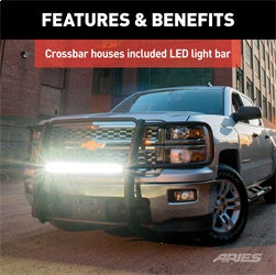 ARIES Pro Series Black Steel Grille Guard with Light Bar for Chevrolet/GMC Canyon/Colorado (2015-2022) - 2170022