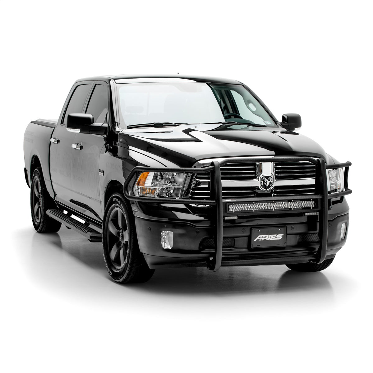 ARIES Pro Series Black Steel Grille Guard with Light Bar for Dodge/RAM 1500, 1500 Classic (2009-2024) - 2170028