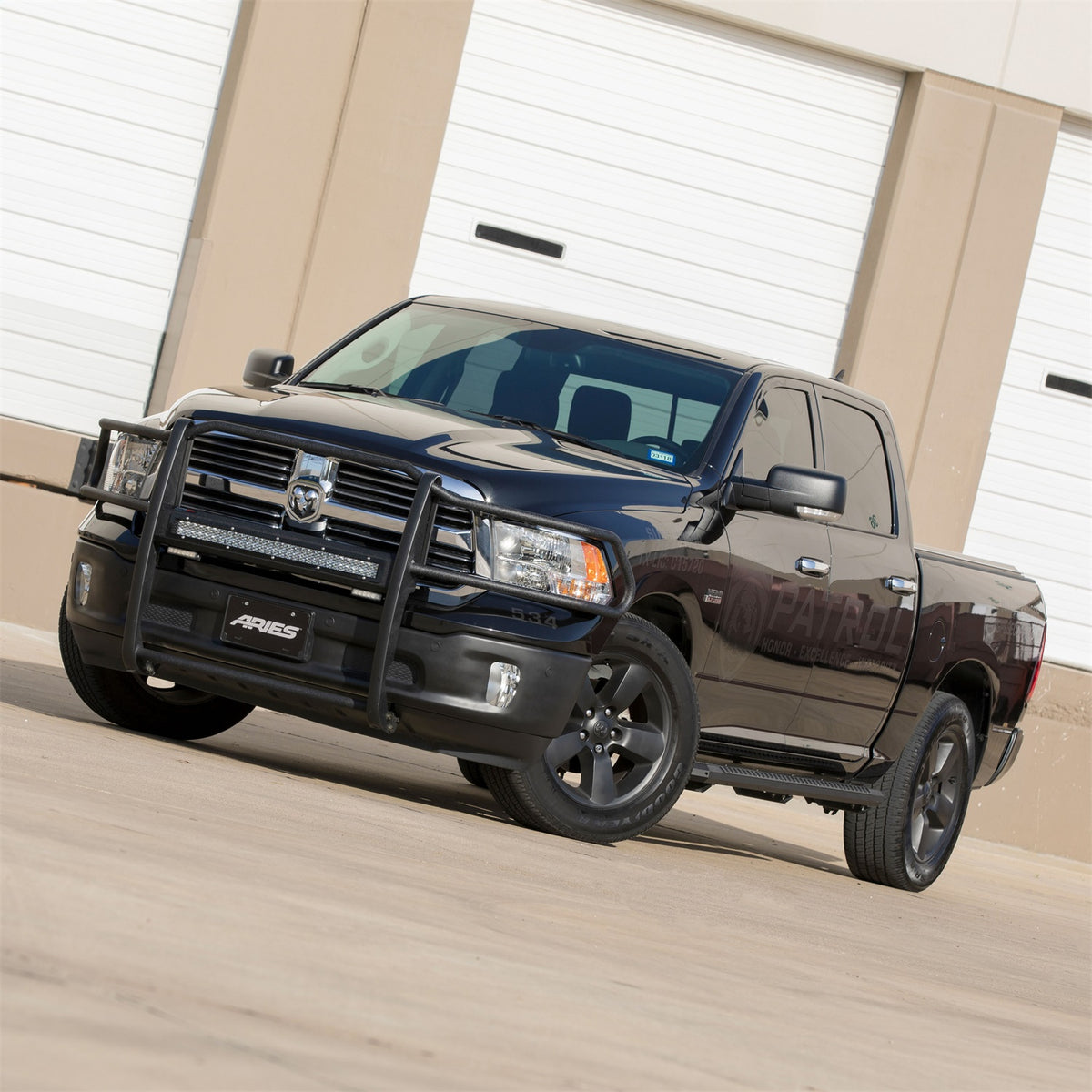 ARIES Pro Series Black Steel Grille Guard with Light Bar for Dodge/RAM 1500, 1500 Classic (2009-2024) - 2170028
