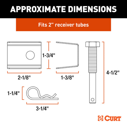 CURT Anti-Rattle Hitch Pin and Shim (Fits 2" Receiver with 5/8" Hole) - 22323