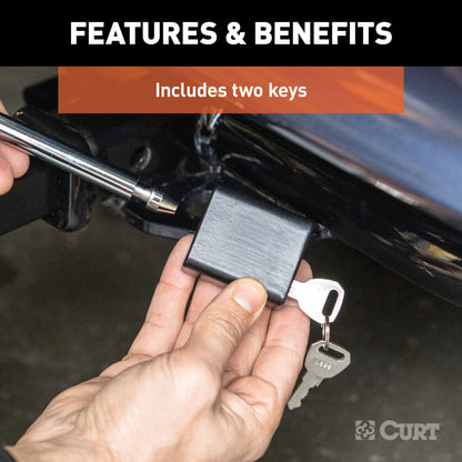 CURT 1/2" Hitch Lock (1-1/4" Receiver, Deadbolt, Chrome) - 23020