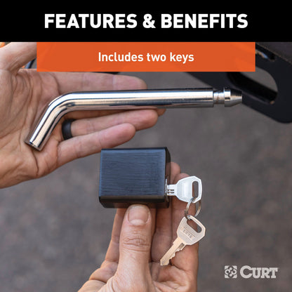CURT 5/8" Hitch Lock (2", 2-1/2" or 3" Receiver, Deadbolt, Chrome) - 23021