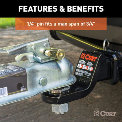 CURT Coupler Lock (1/4" Pin, 3/4" Latch Span, Padlock, Brass-Plated) - 23022