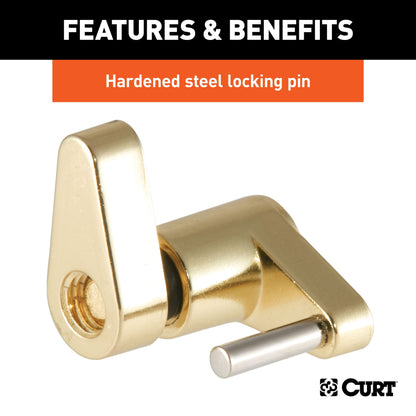 CURT Coupler Lock (1/4" Pin, 3/4" Latch Span, Padlock, Brass-Plated) - 23022
