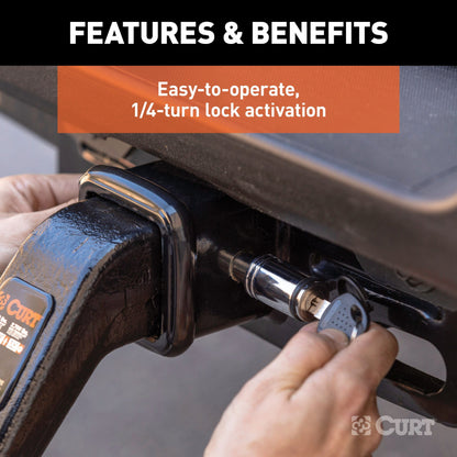 CURT 5/8" Hitch Lock (3" Receiver, Barbell, Chrome) - 23025