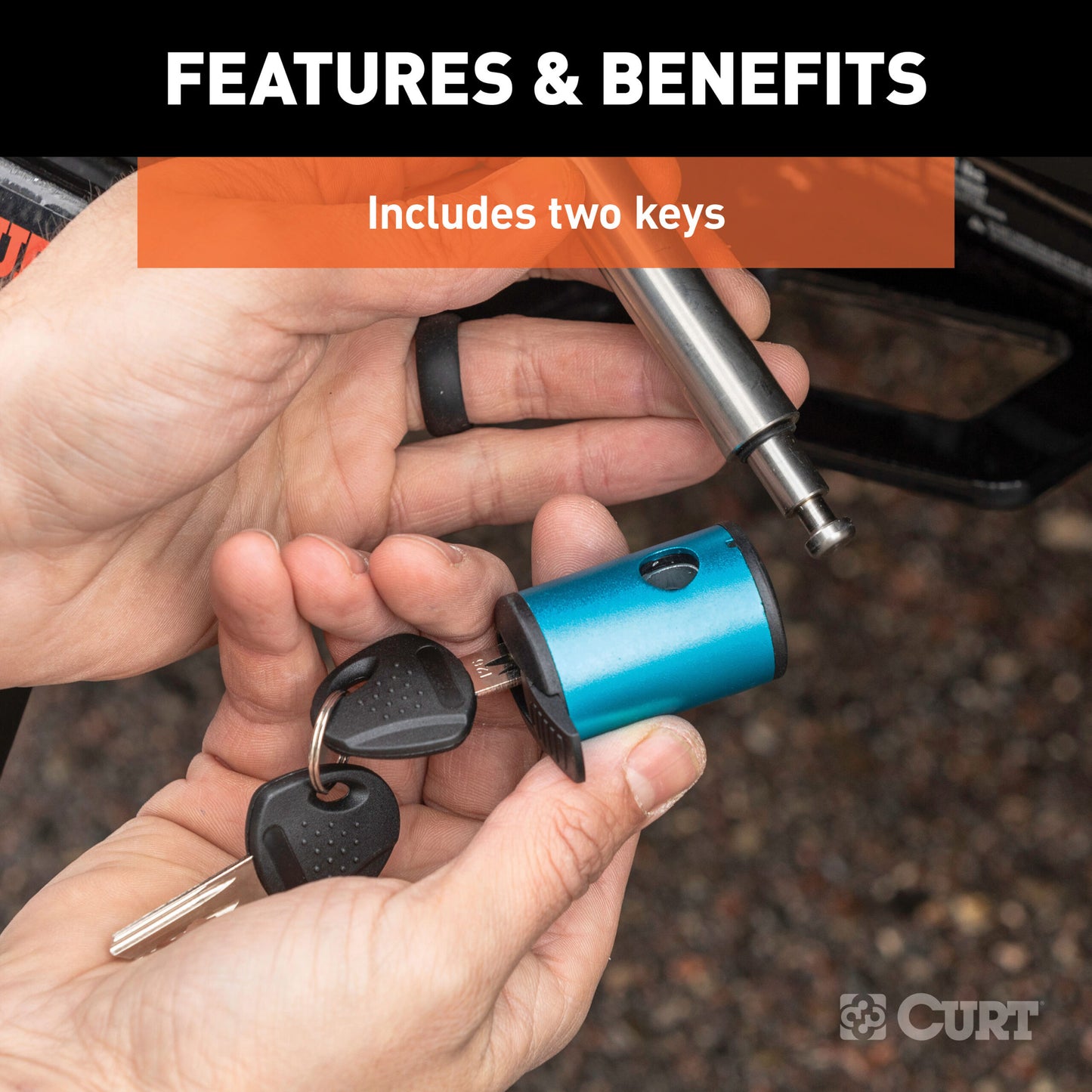 CURT 5/8" Hitch Lock (2" Receiver, Right-Angle, Stainless) - 23502